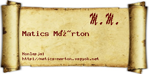 Matics Márton névjegykártya