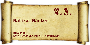 Matics Márton névjegykártya
