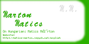 marton matics business card